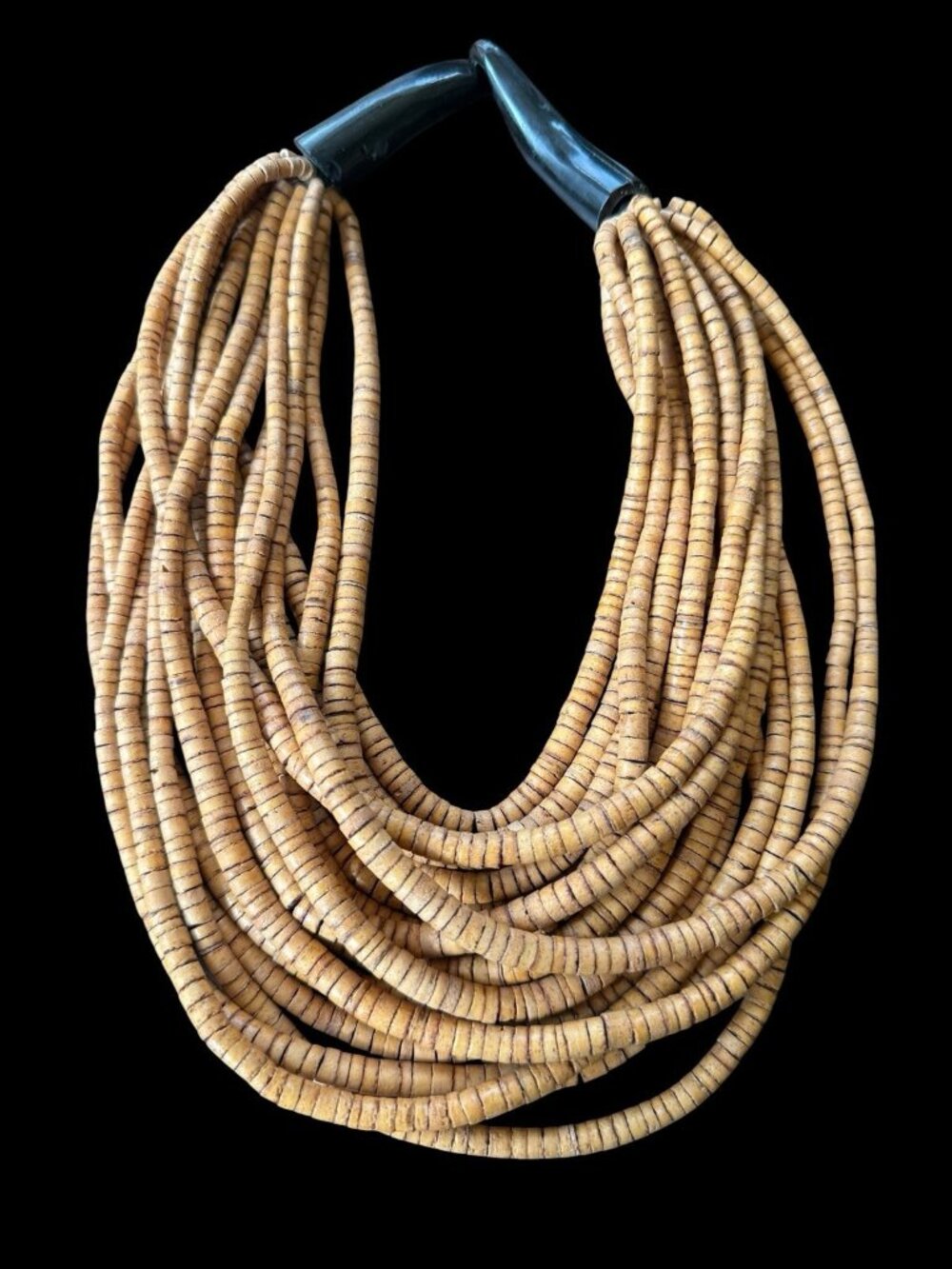 Gerda Lynggaard Monies Coconut Shell Heishi Bead Multi Strand Statement Necklace
